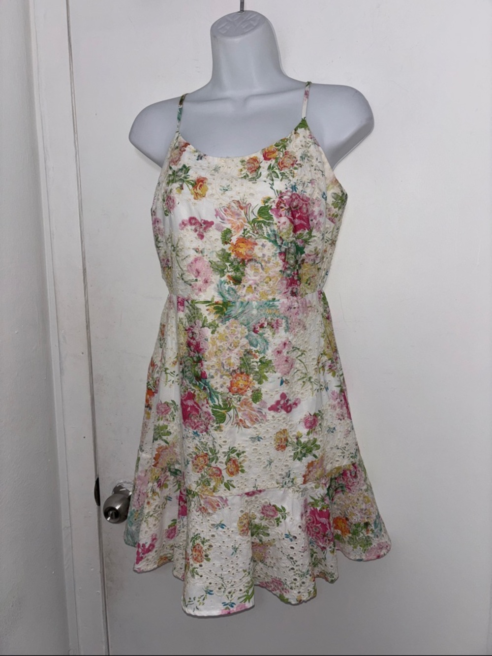 Sugarlips Floral White Multi-Color Eyelet Sundress